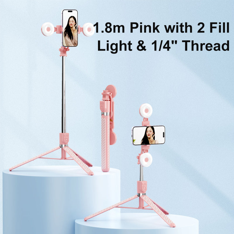 Bluetooth Selfie Stick Tripod with LED Fill Light